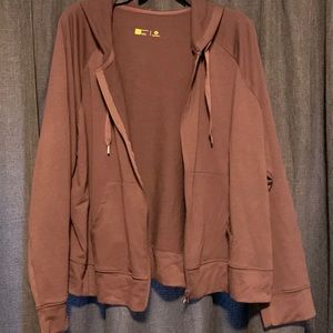 Long sleeve women’s zip up hoodie grayish plum XL loose fit